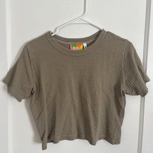Big Bud Press Cropped Honeycomb Tee in XS Grey/Khaki